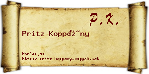 Pritz Koppány névjegykártya